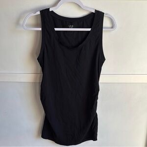 LOVE by GAP Black Maternity Tank Top Scoop Neck Side Ruching Size Small Like New